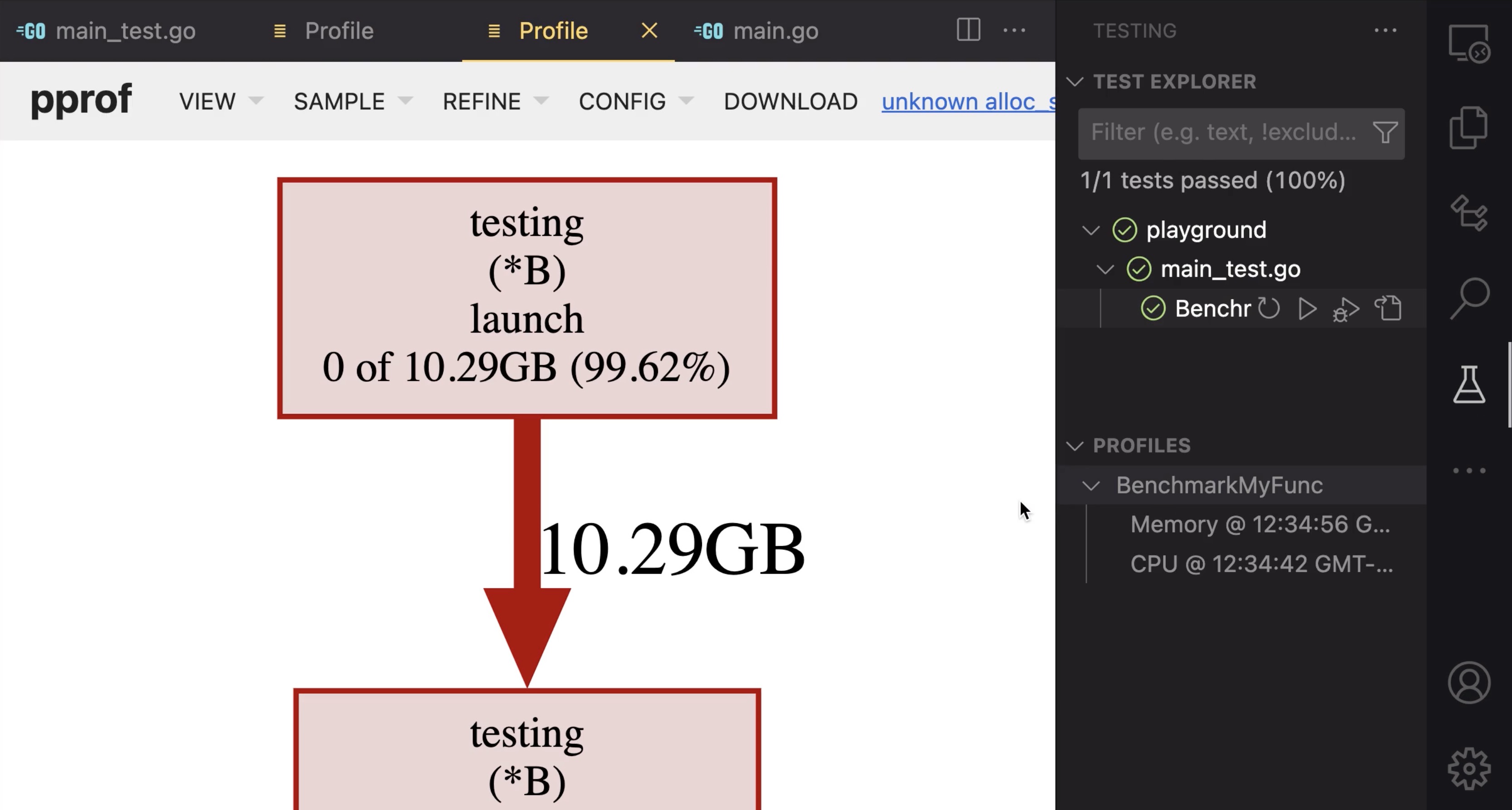 Go: Profiling Inside VSCode